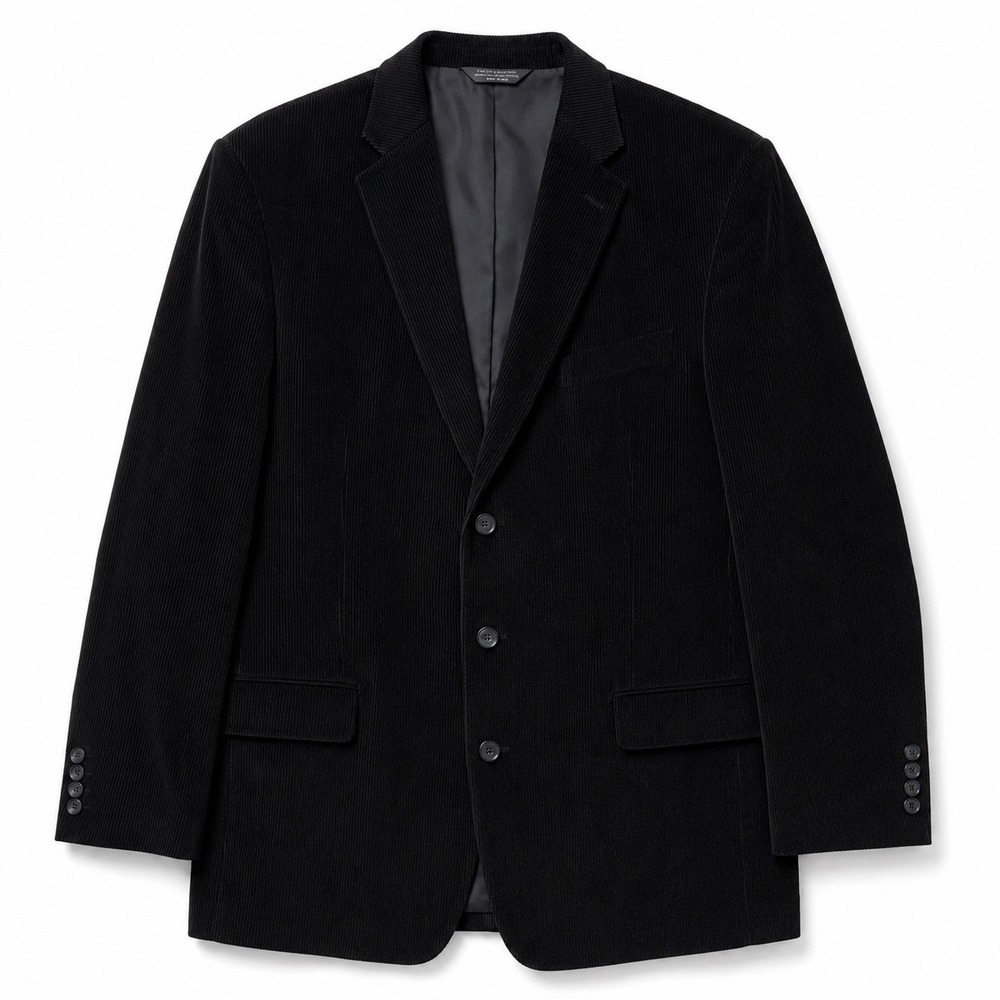 Claiborne Corduroy Blazer Sport Coat Mens 46 Black Vintage Style Country Classic